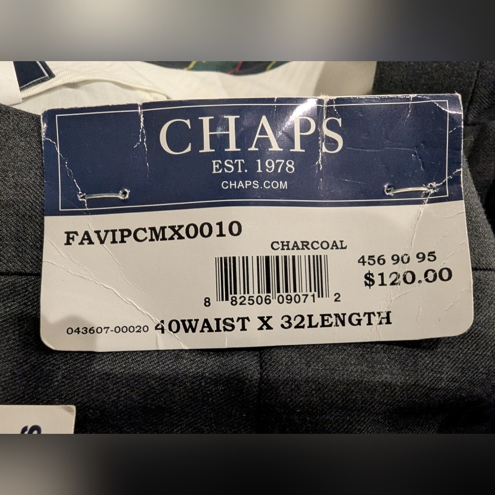 Chaps Suit Separates, Flat Front Charcoal Mens Dress Pants Sz 40/32 New! - Picture 3 of 10